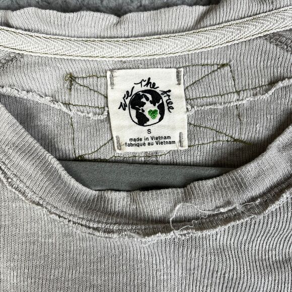 Free People We The Free Tee Womens Small Oatmeal Oversized Flax Linen Boyfriend - Picture 3 of 12